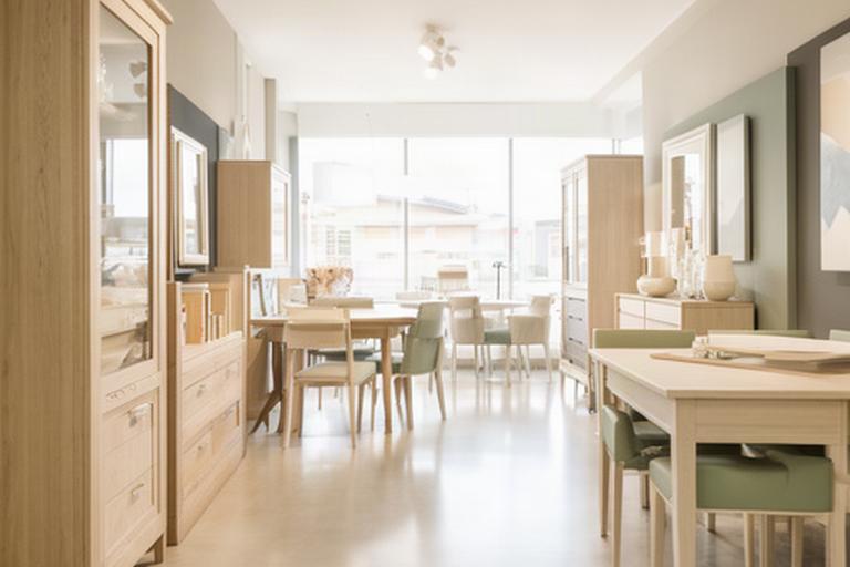 Ingresso luminoso dello showroom di Walter's Fabbrica a Pavullo nel Frignano, con arredi in legno esposti
